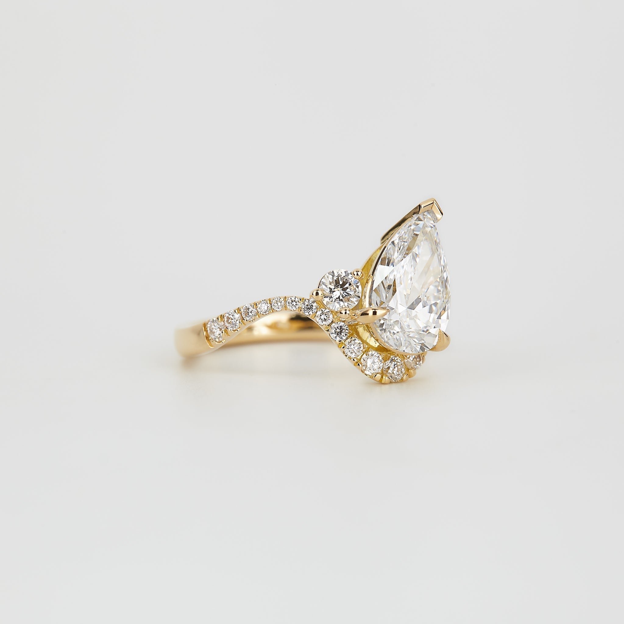 1.81 - 3.0 CT Pear Lab Grown Diamond Unique Engagement Ring