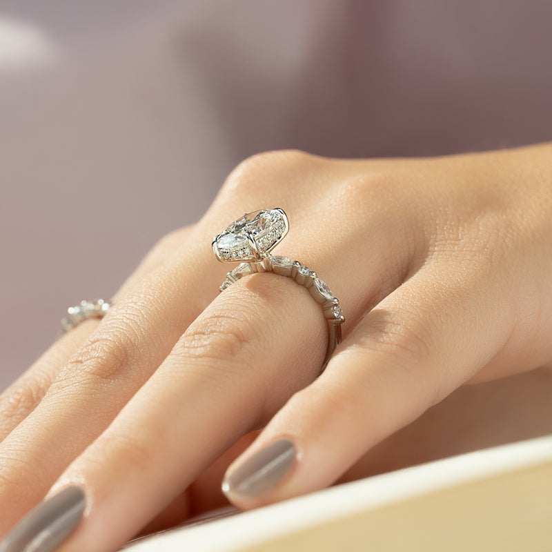 1.0 - 3.0 CT Oval Cut CVD Diamond Hidden Halo & pave Engagement Ring