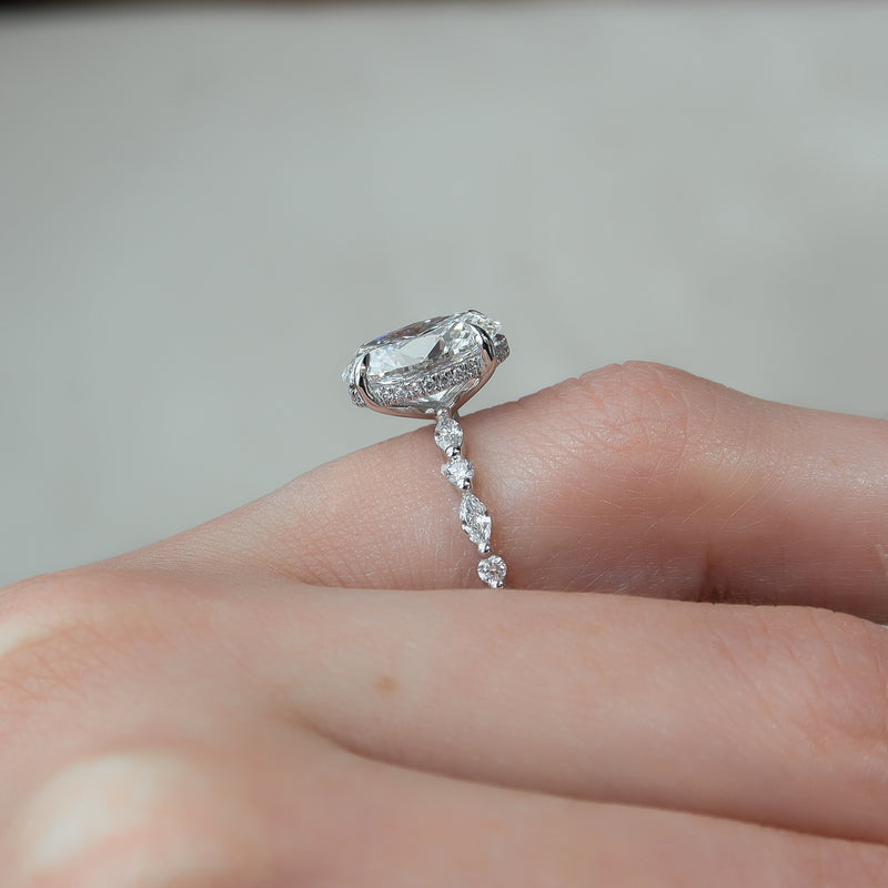 1.0 - 3.0 CT Oval Cut CVD Diamond Hidden Halo & pave Engagement Ring