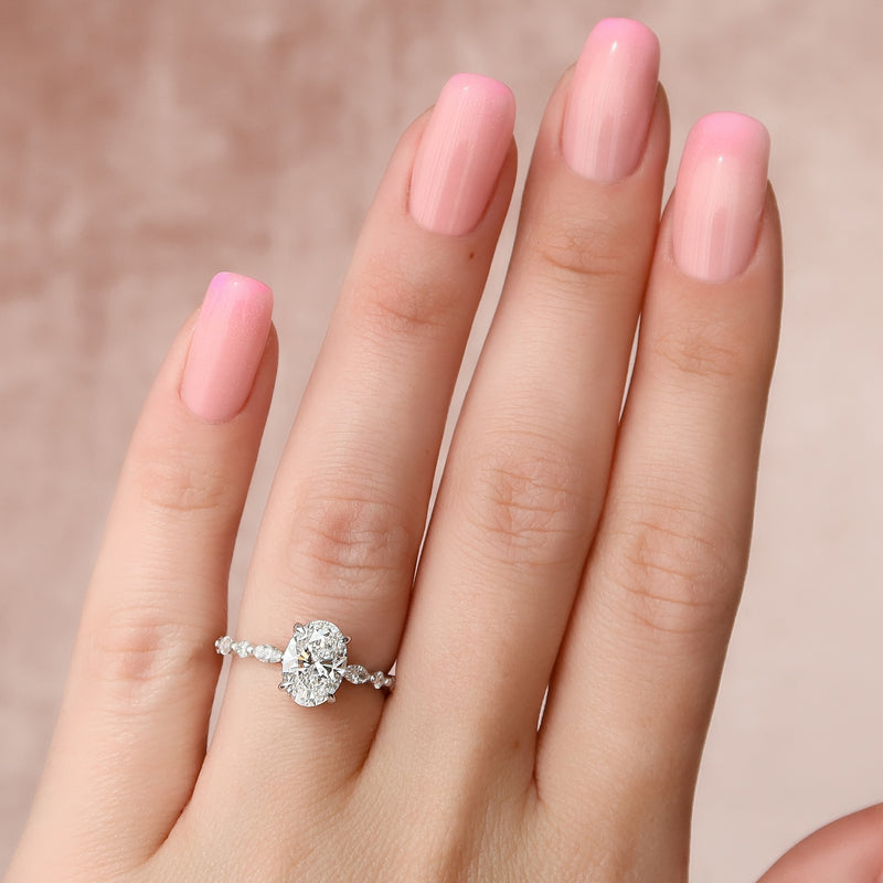 1.0 - 3.0 CT Oval Cut CVD Diamond Hidden Halo & pave Engagement Ring