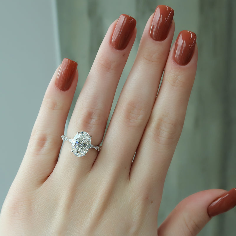1.0 - 3.0 CT Oval Cut CVD Diamond Hidden Halo & pave Engagement Ring