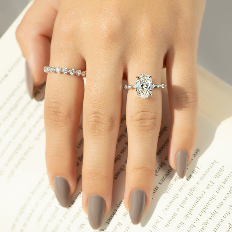 1.0 - 3.0 CT Oval Cut CVD Diamond Hidden Halo & pave Engagement Ring