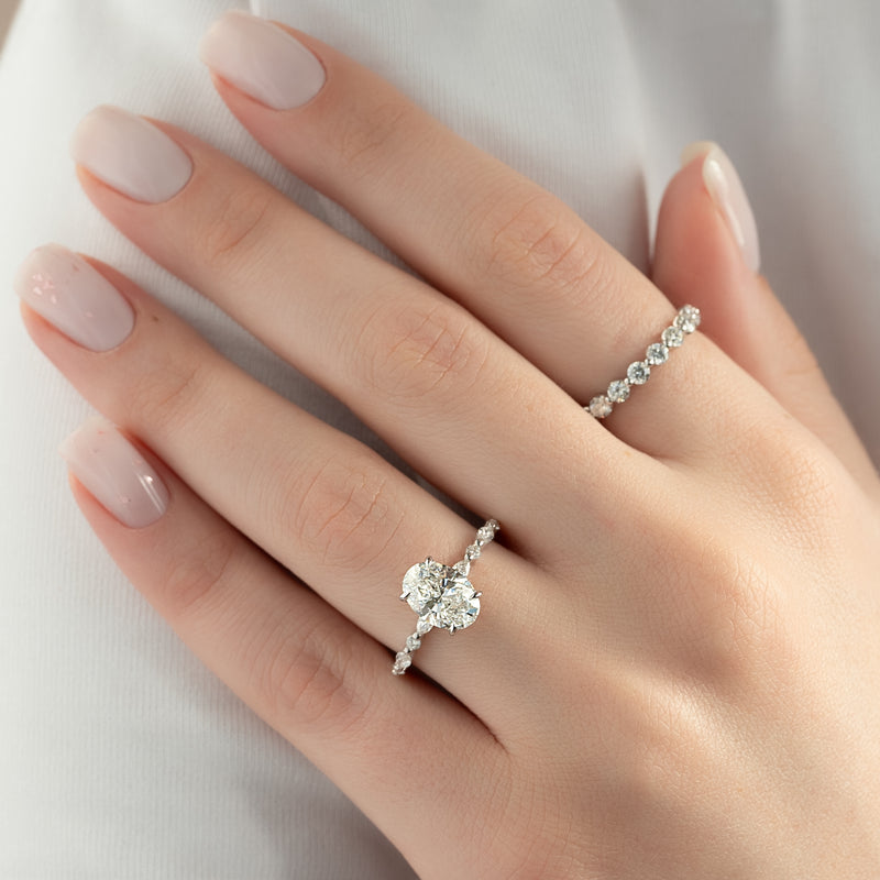 1.0 - 3.0 CT Oval Cut CVD Diamond Hidden Halo & pave Engagement Ring