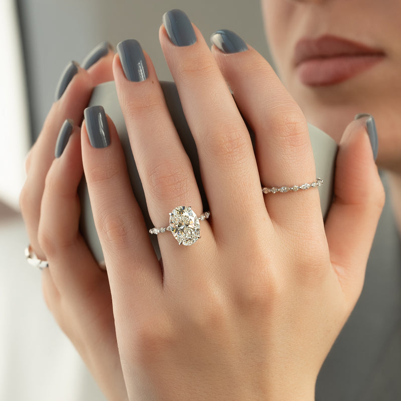 1.0 - 3.0 CT Oval Cut CVD Diamond Hidden Halo & pave Engagement Ring