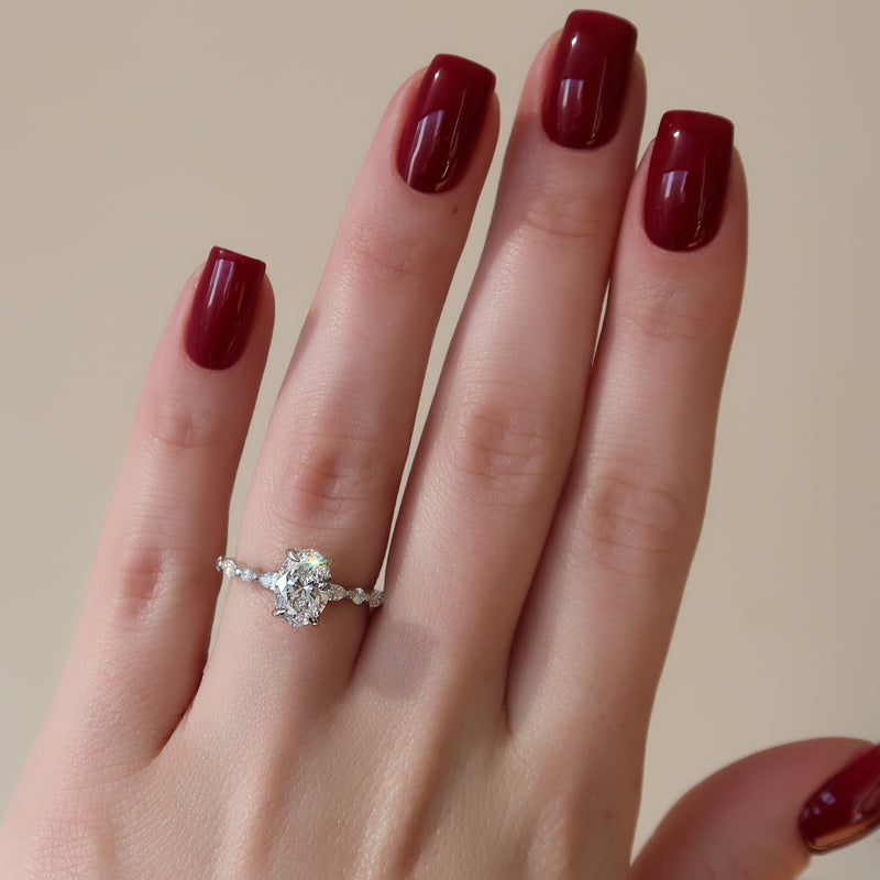1.0 - 3.0 CT Oval Cut CVD Diamond Hidden Halo & pave Engagement Ring