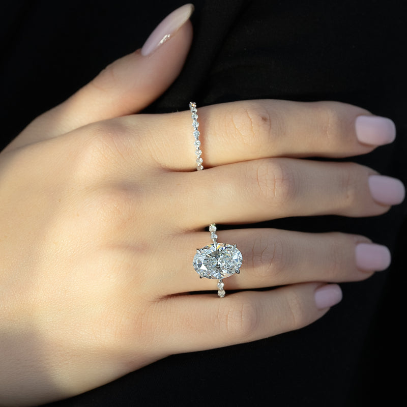 1.0 - 3.0 CT Oval Cut CVD Diamond Hidden Halo & pave Engagement Ring