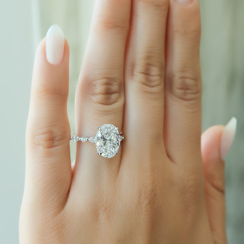1.0 - 3.0 CT Oval Cut CVD Diamond Hidden Halo & pave Engagement Ring