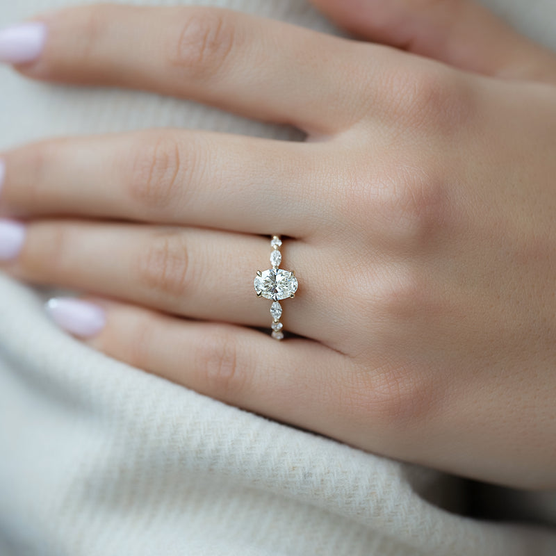 1.0 - 3.0 CT Oval Cut CVD Diamond Hidden Halo & pave Engagement Ring