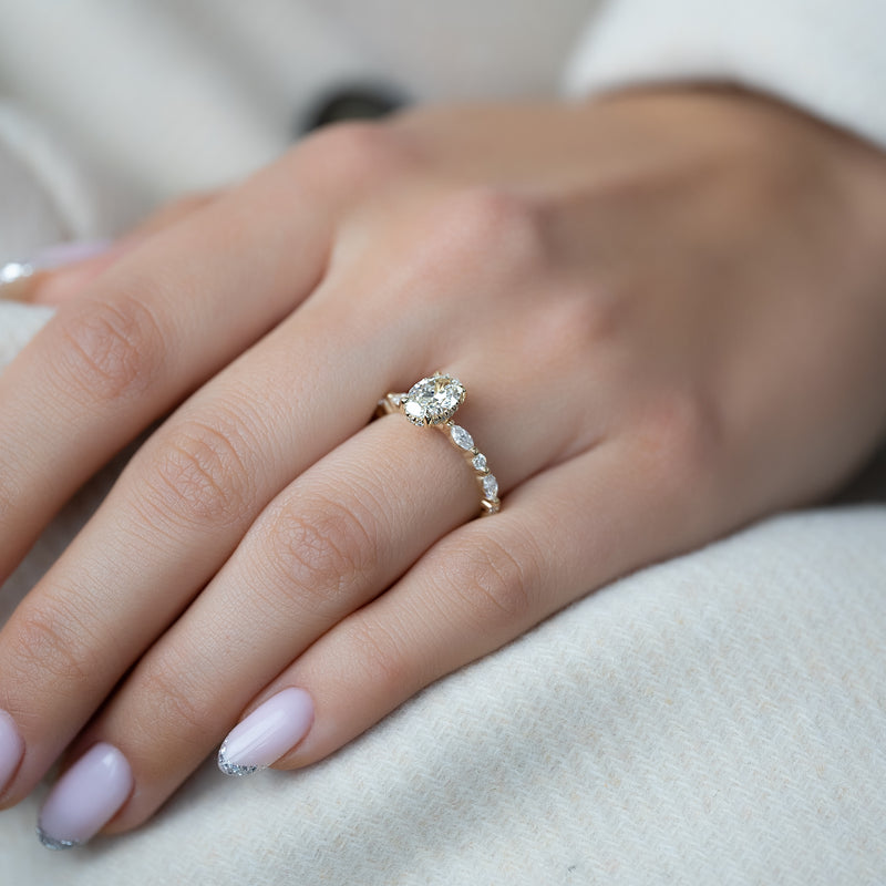 1.0 - 3.0 CT Oval Cut CVD Diamond Hidden Halo & pave Engagement Ring
