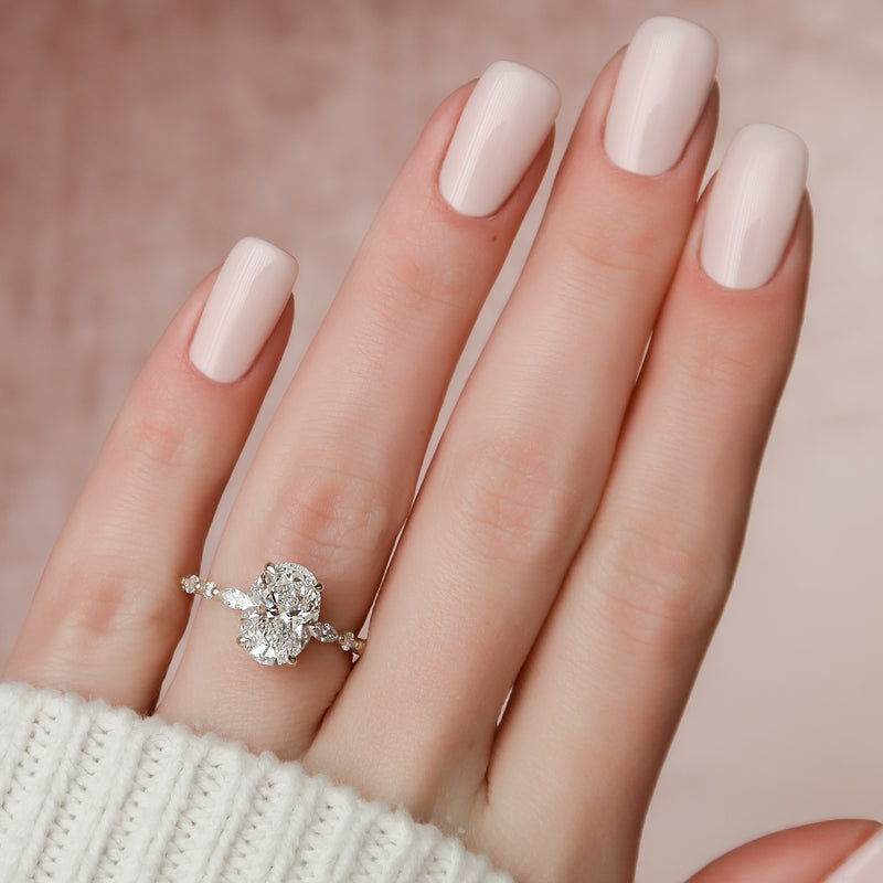 1.0 - 3.0 CT Oval Cut CVD Diamond Hidden Halo & pave Engagement Ring