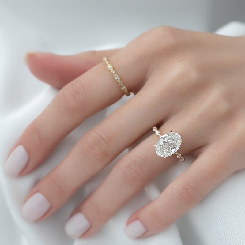 1.0 - 3.0 CT Oval Cut CVD Diamond Hidden Halo & pave Engagement Ring