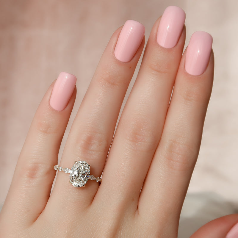 1.0 - 3.0 CT Oval Cut CVD Diamond Hidden Halo & pave Engagement Ring