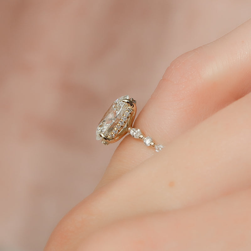 1.0 - 3.0 CT Oval Cut CVD Diamond Hidden Halo & pave Engagement Ring