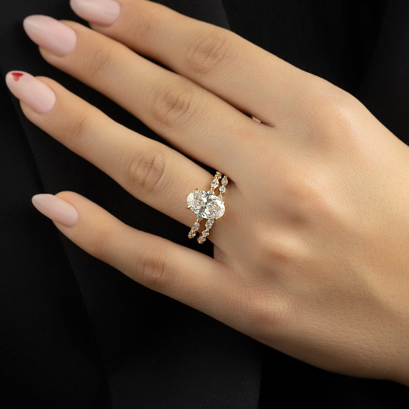 1.0 - 3.0 CT Oval Cut CVD Diamond Hidden Halo & pave Engagement Ring