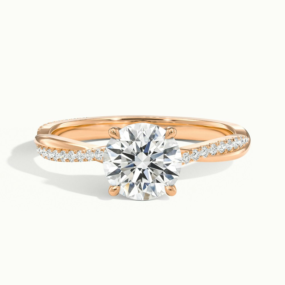 1.0 Carats Lab Grown Diamond Round Shape E-VS1 Twisted Engagement Ring - Camila Brown