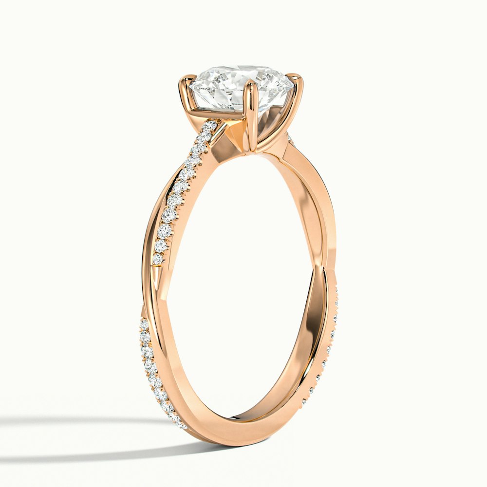 1.0 Carats Lab Grown Diamond Round Shape E-VS1 Twisted Engagement Ring - Camila Brown