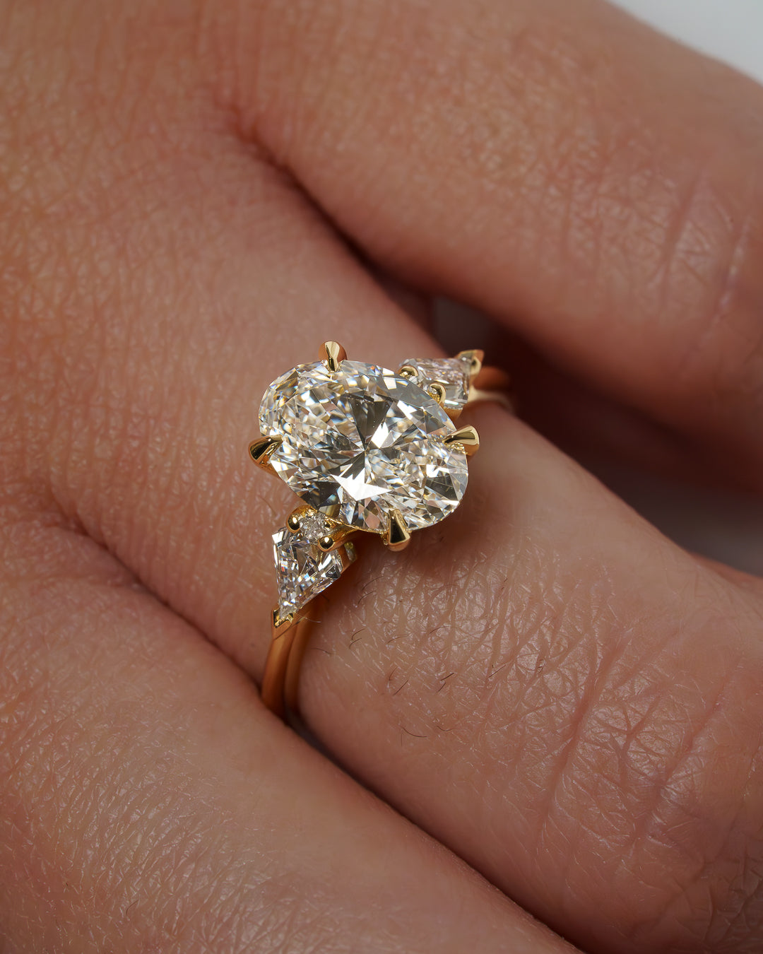 1.0 - 3.0 CT Oval Lab Grown Diamond Three Stone Engagement Ring