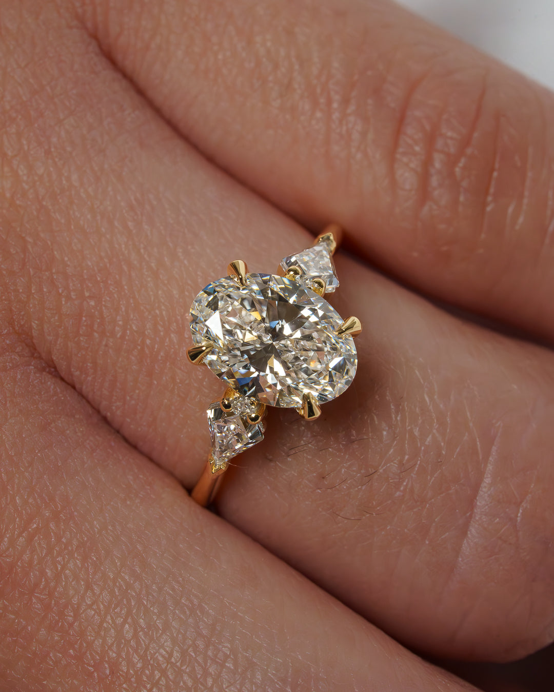 1.0 - 3.0 CT Oval Lab Grown Diamond Three Stone Engagement Ring