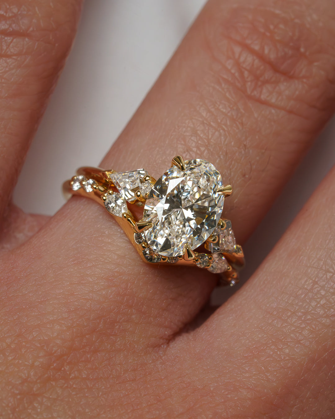 1.0 - 3.0 CT Oval Lab Grown Diamond Three Stone Engagement Ring