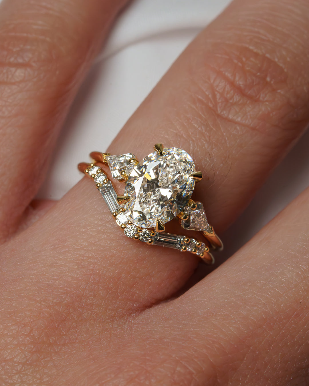 1.0 - 3.0 CT Oval Lab Grown Diamond Three Stone Engagement Ring