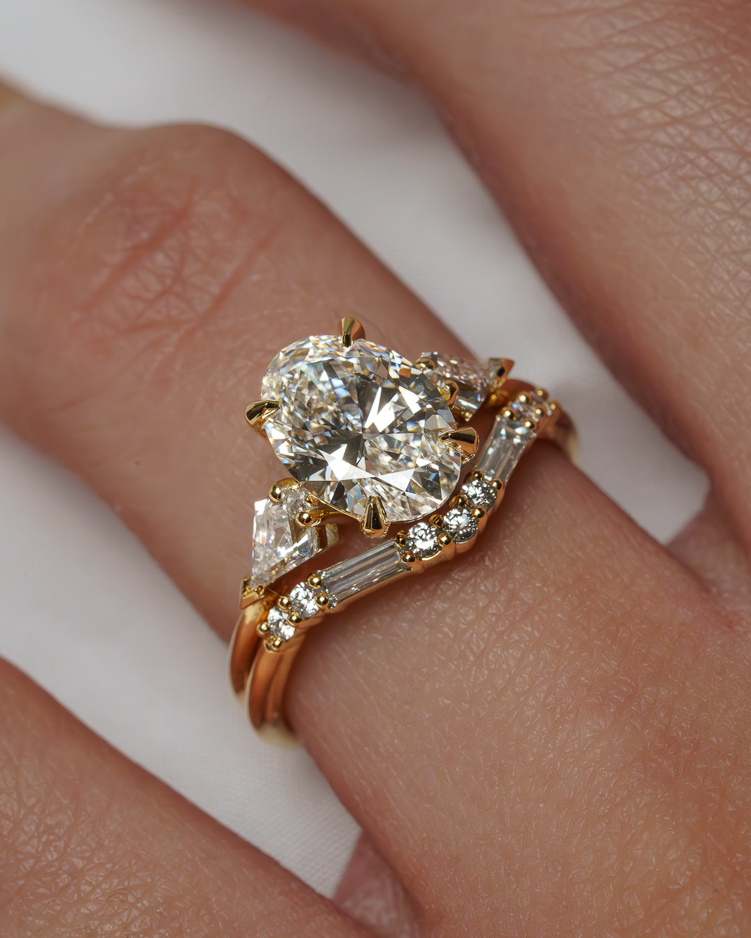 1.0 - 3.0 CT Oval Lab Grown Diamond Three Stone Engagement Ring