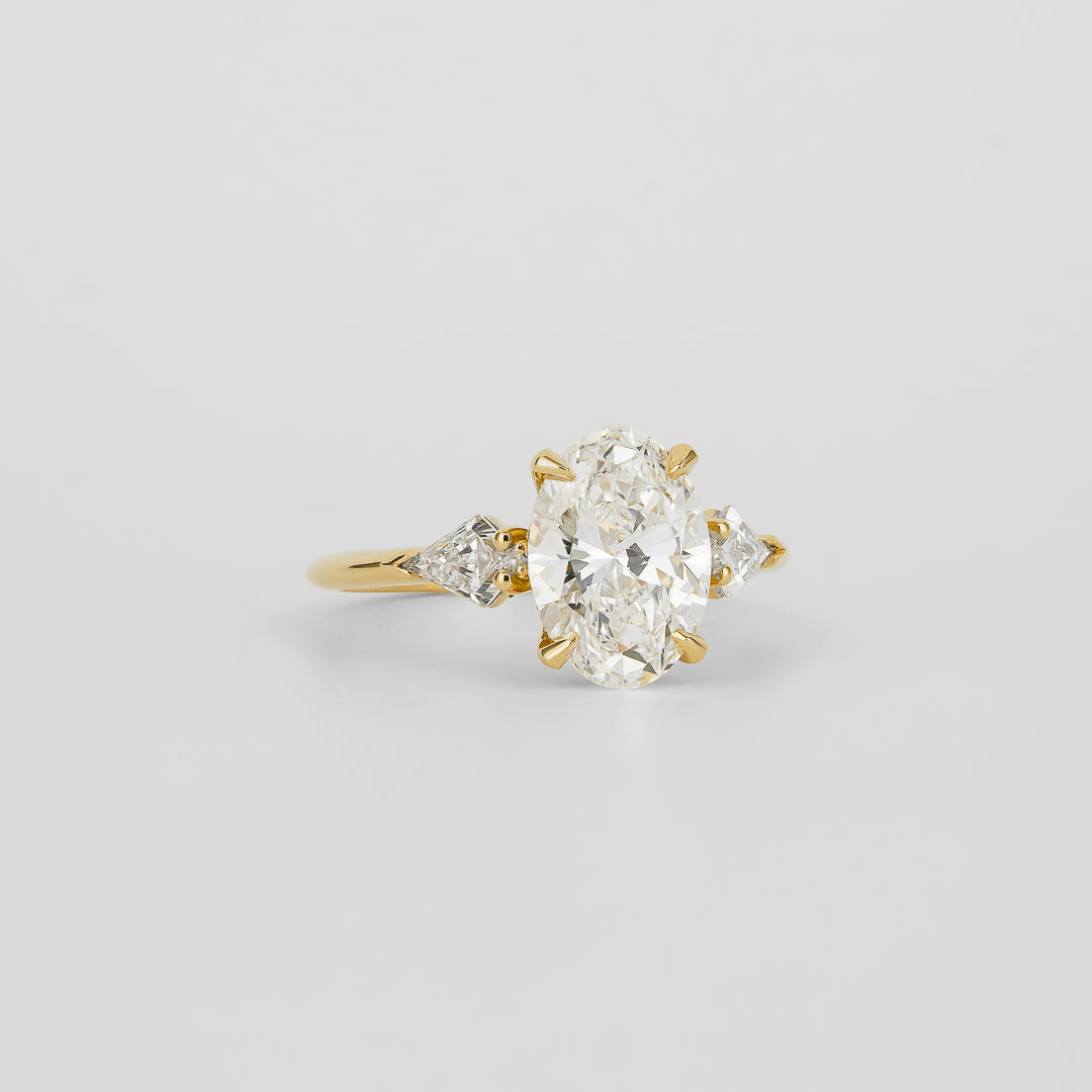 1.0 - 3.0 CT Oval Lab Grown Diamond Three Stone Engagement Ring