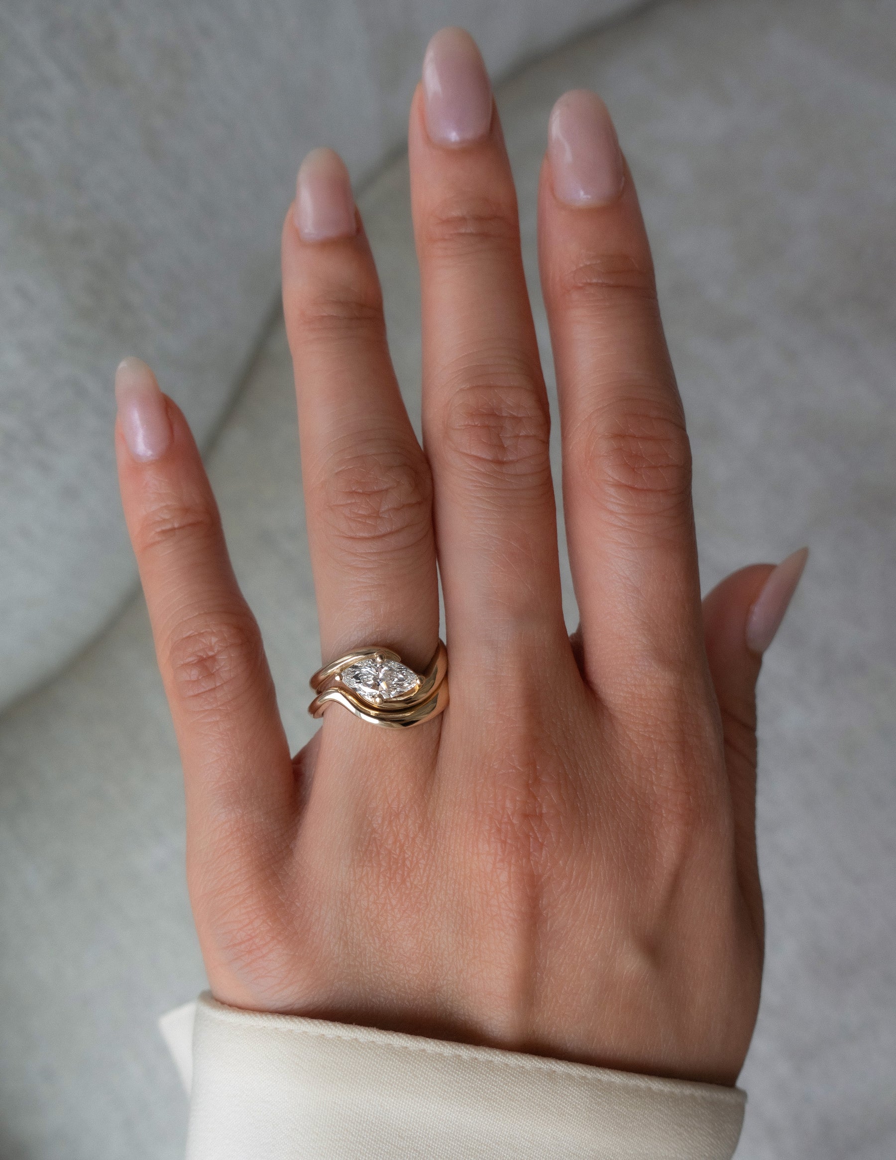 1.0 CT-2.0 CT Marquise Cut Lab Grown Diamond Solitaire Setting Bridal Set