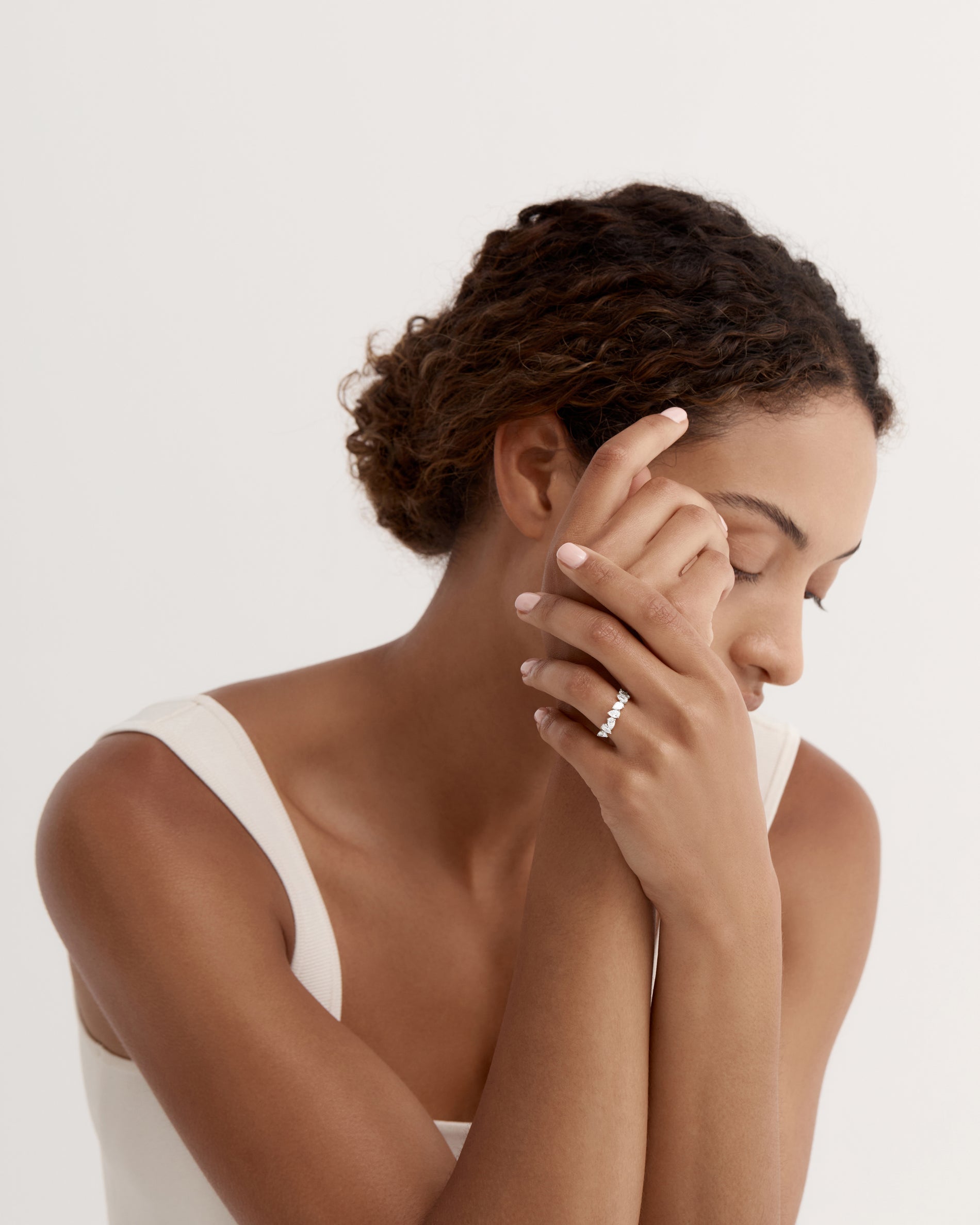 1.40 TCW Pear EF-VVS Diamond Half Endless Wedding Band