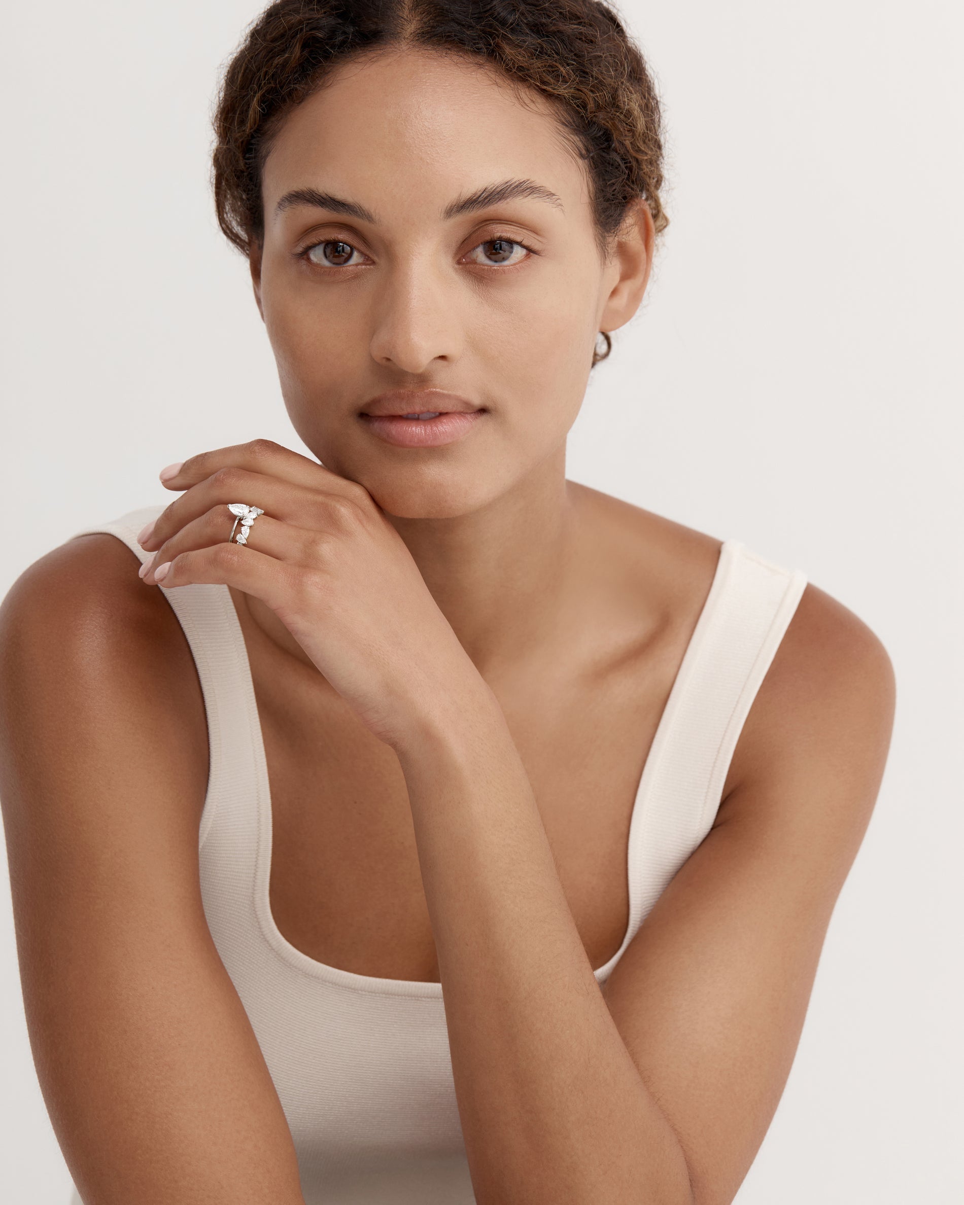 1.40 TCW Pear EF-VVS Diamond Half Endless Wedding Band