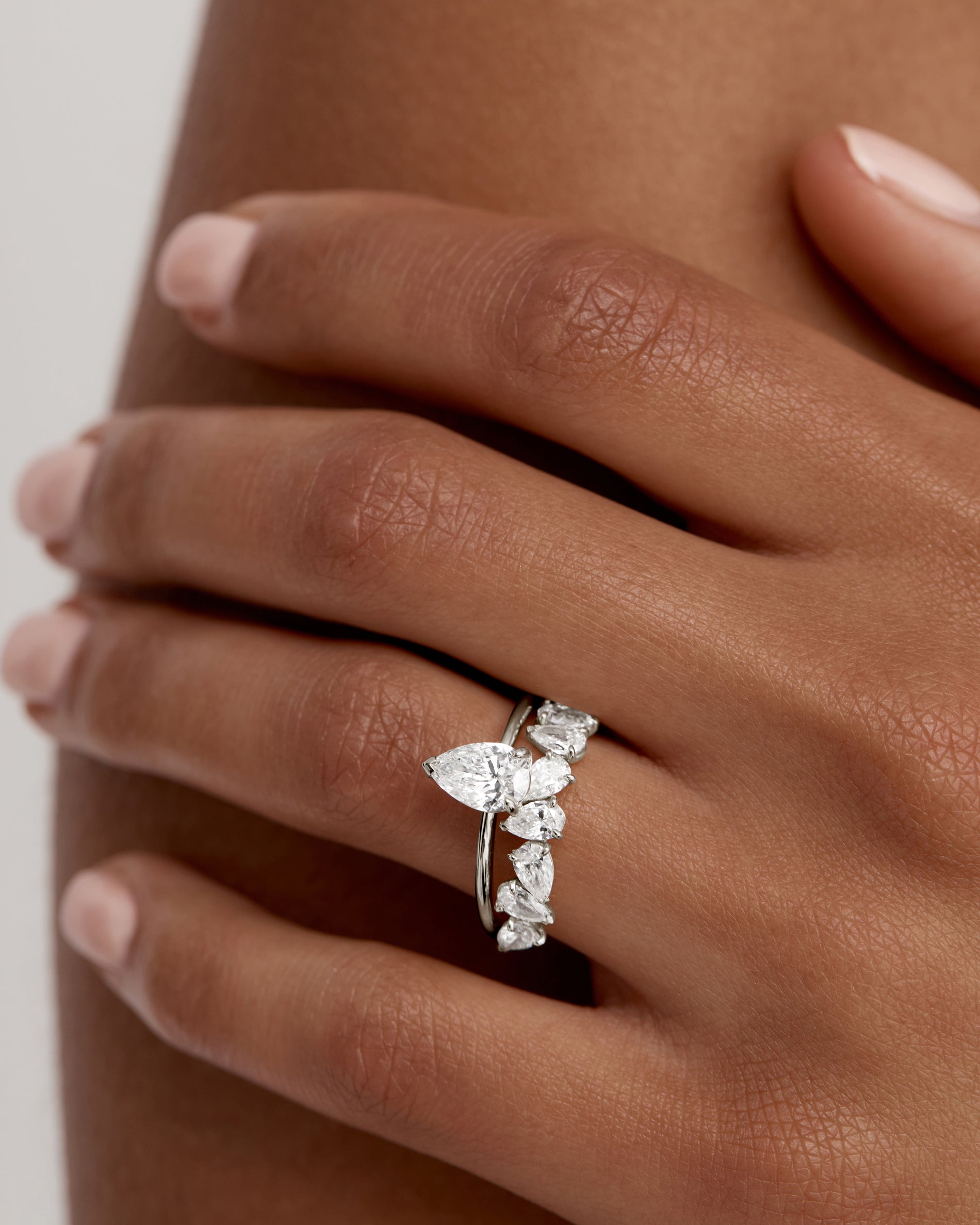 1.40 TCW Pear EF-VVS Diamond Half Endless Wedding Band