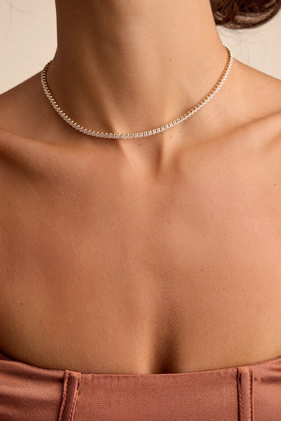 Round Lab Grown Diamond Tennis Necklace