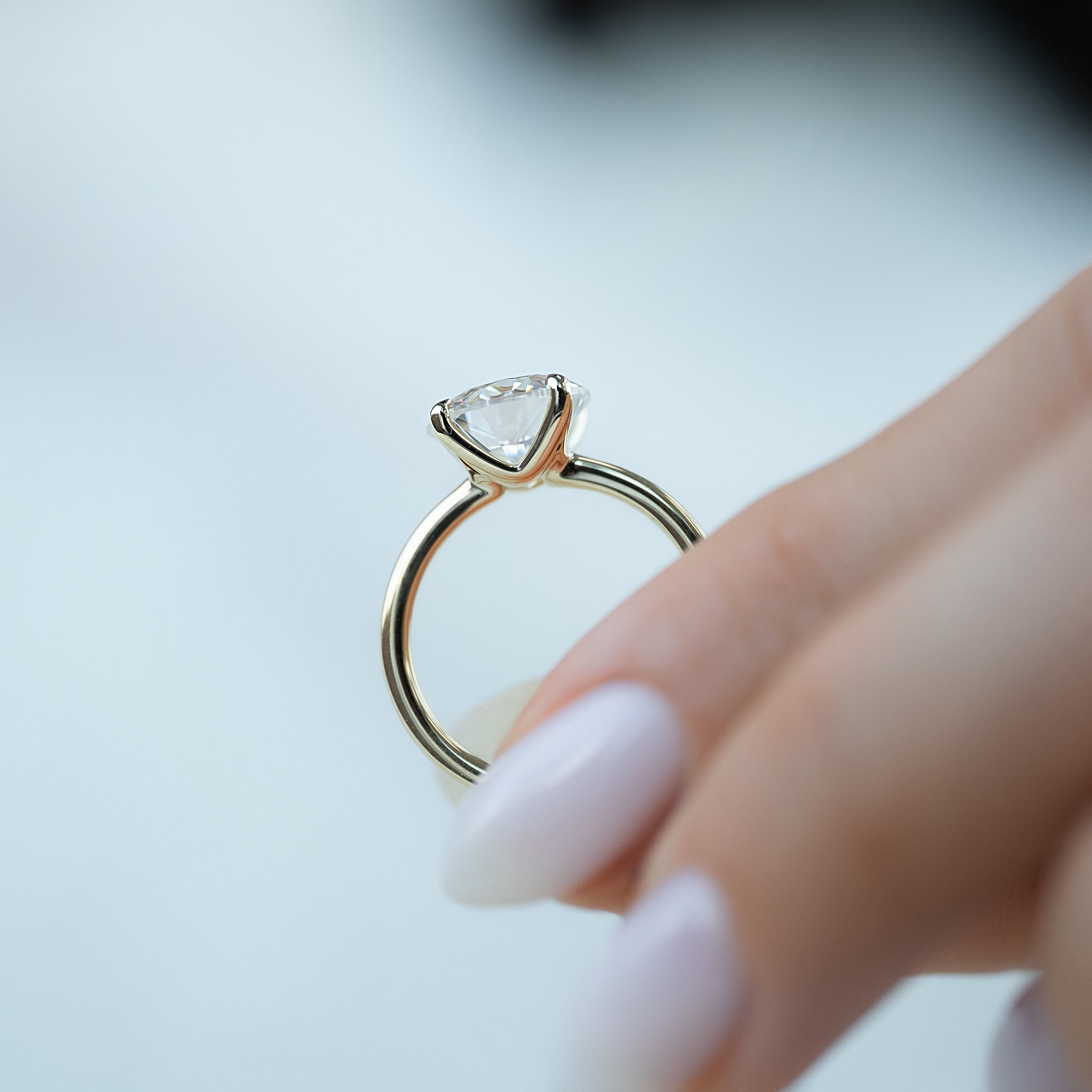 1.0-3.0 CT Round Cut CVD Diamond Solitaire Engagement Ring