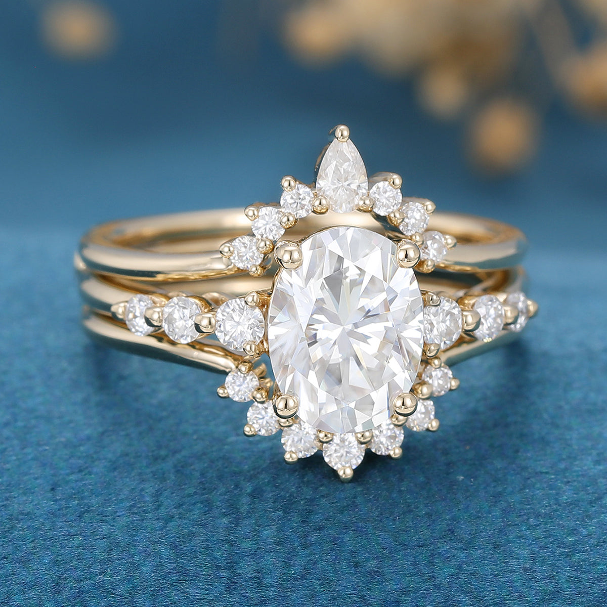 1.33 CT Oval Shaped Moissanite Solitaire Pave Bridal Set - Camila Brown