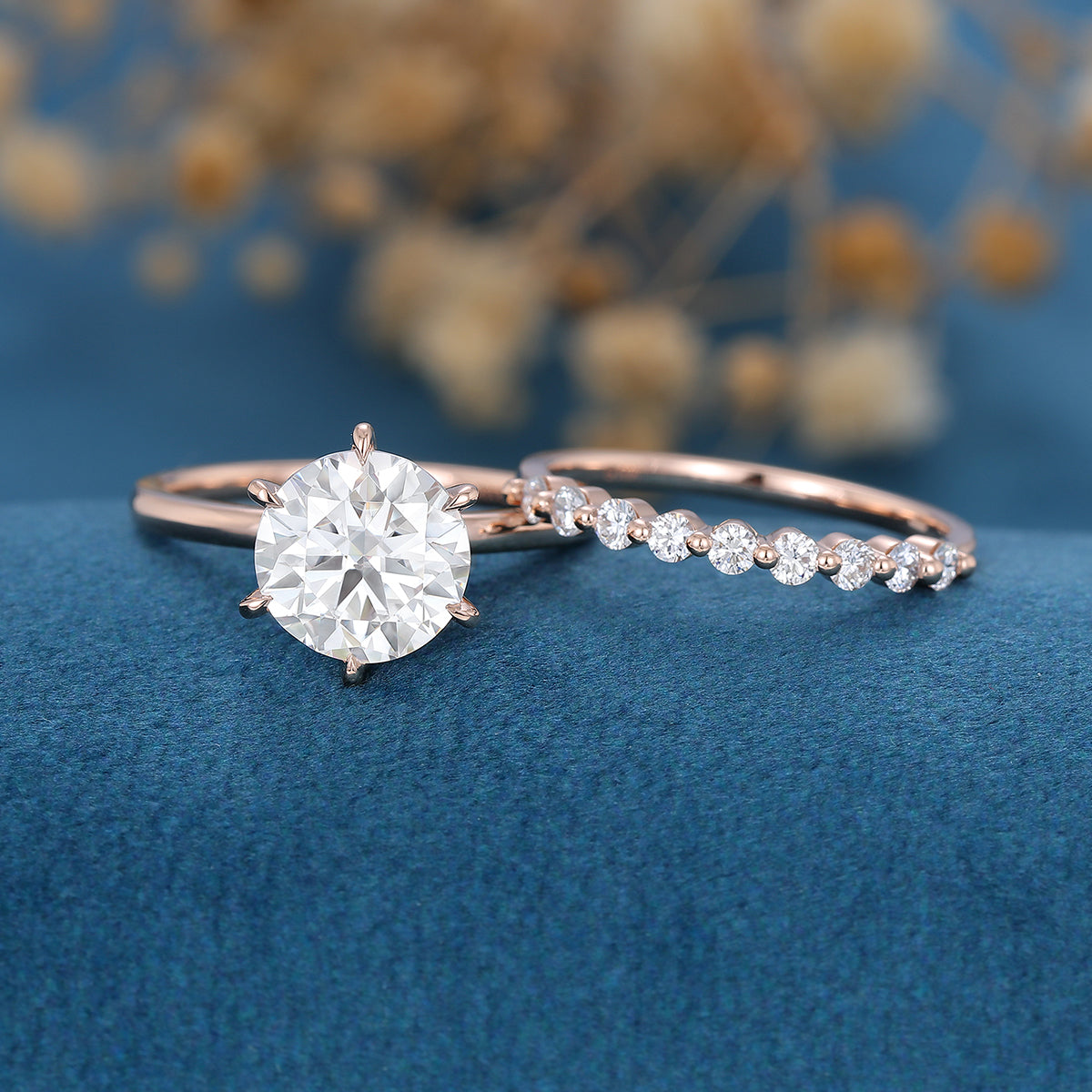 1.90 CT Round Shaped Moissanite Solitaire Bridal Set - Camila Brown