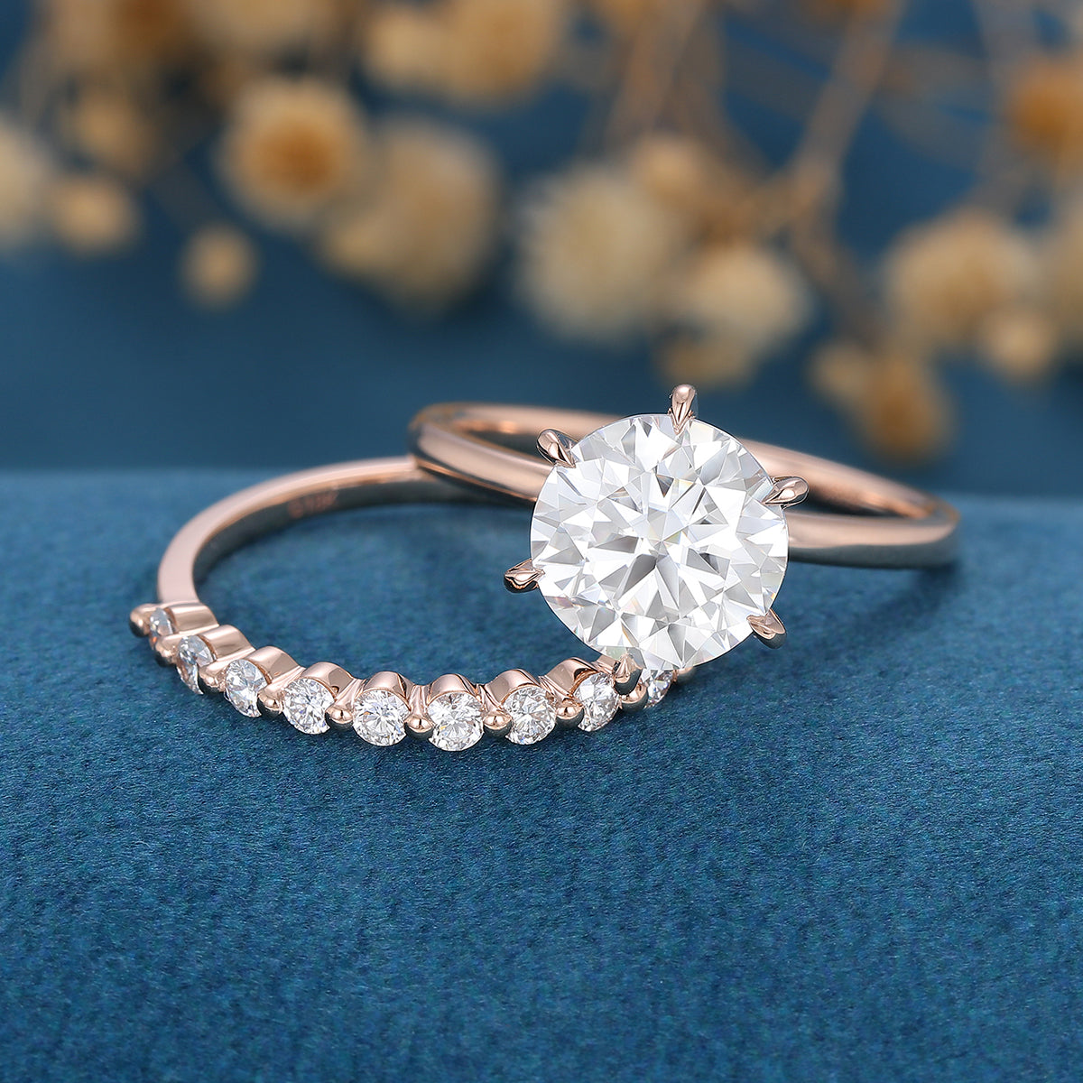 1.90 CT Round Shaped Moissanite Solitaire Bridal Set - Camila Brown