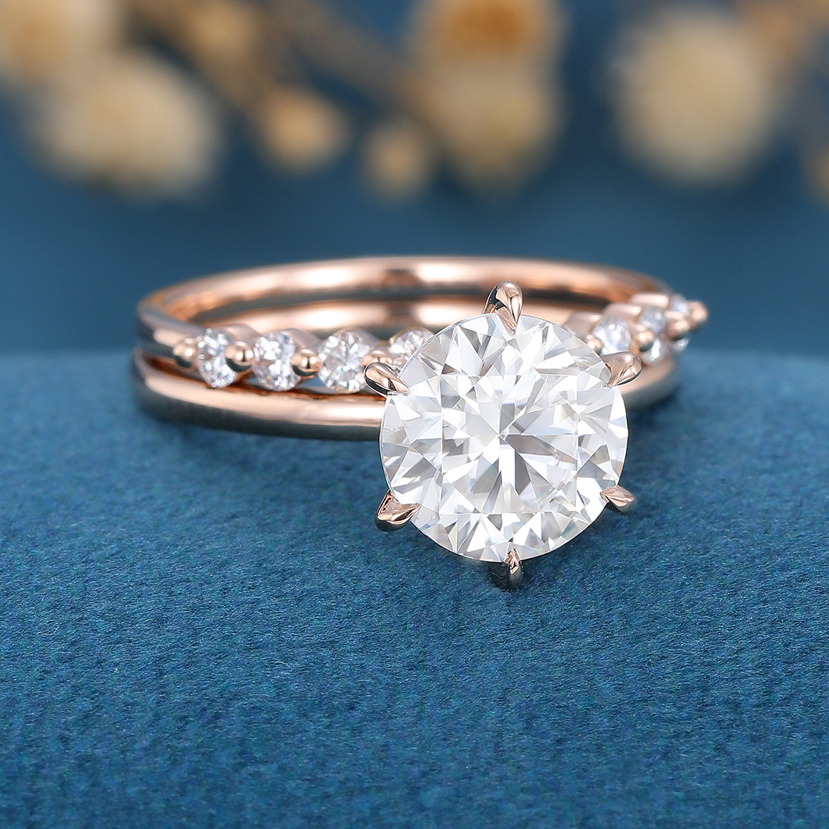 1.90 CT Round Shaped Moissanite Solitaire Bridal Set - Camila Brown