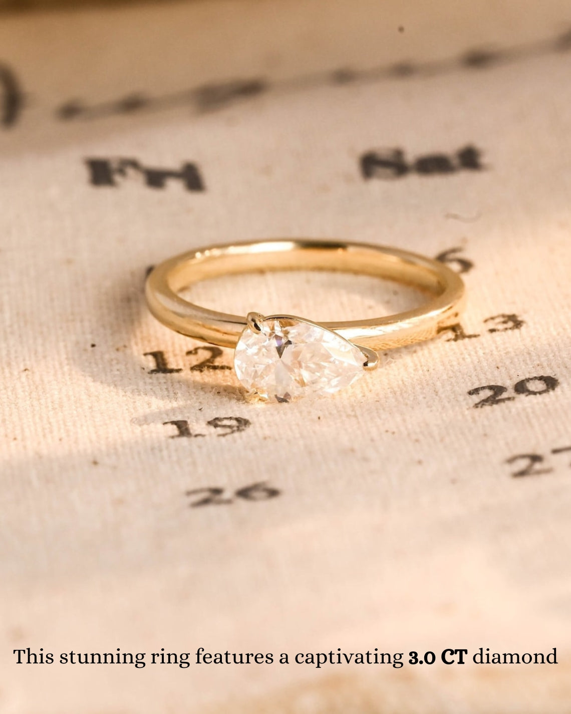 3.0 CT Pear F/VS1 CVD Diamond Solitaire Engagement Ring - Camila Brown