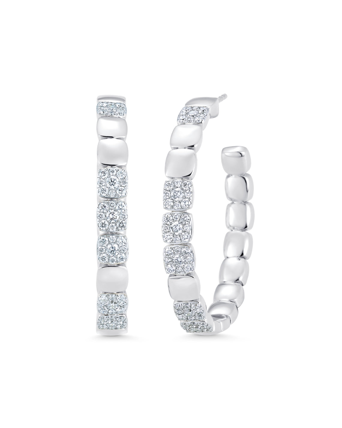 1.21 TCW Round Moissanite Diamond Beaded Hoop Earrings - Camila Brown