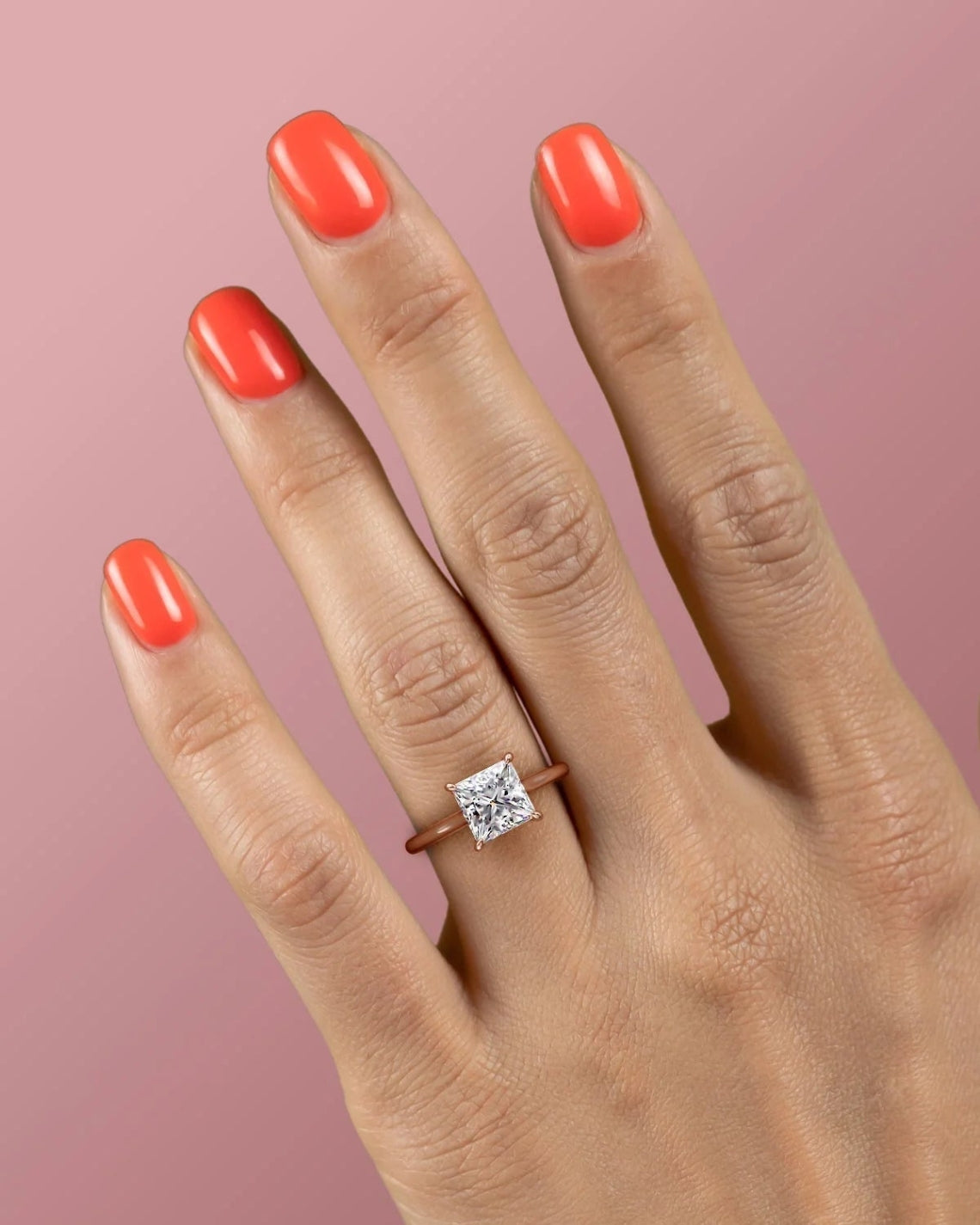 1.0 -3.0 Carat Princess Shape cathedral solitaire Setting Engagement Ring