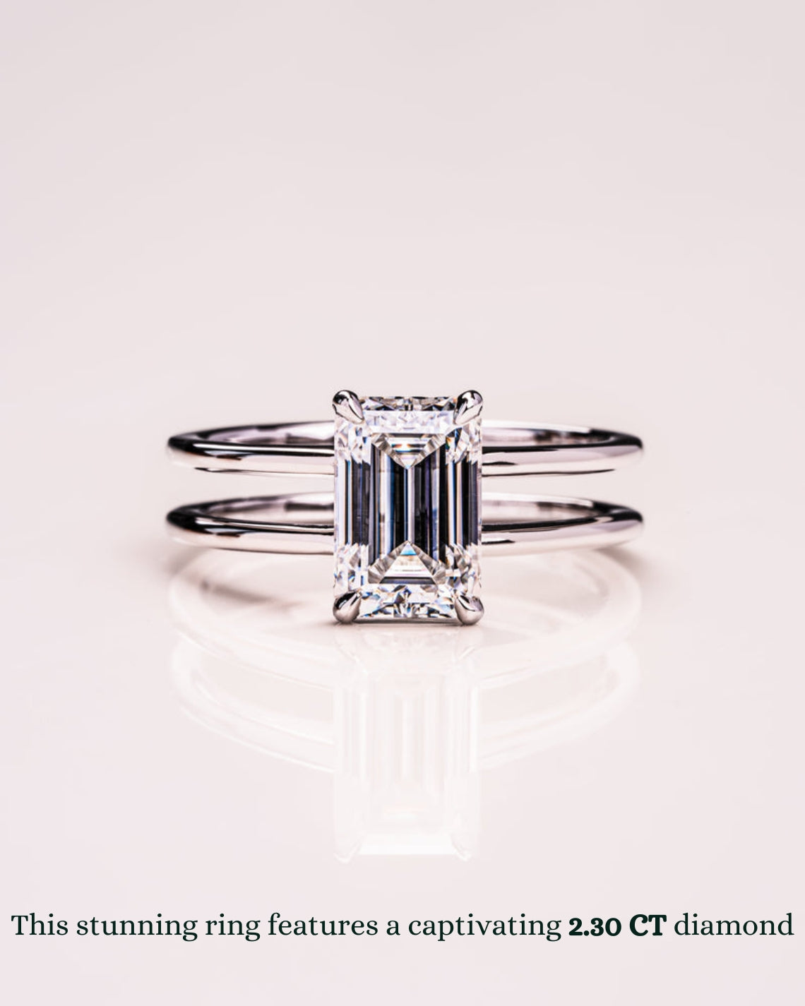 1.30 - 3.30 CT Emerald F/VS2 CVD Diamond Solitaire Double Band Engagement Ring - Camila Brown