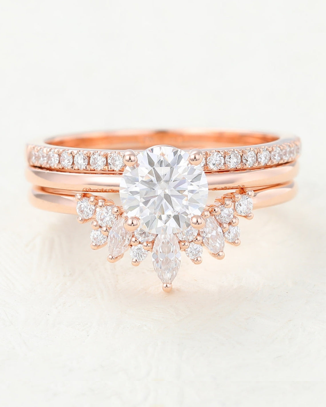 0.68 CT Round Moissanite Solitaire Bridal Ring Set - Camila Brown