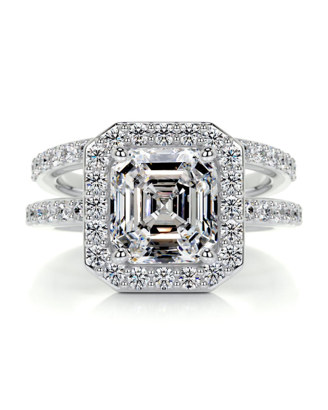 1.05 CT Asscher Halo & Pave F-VS Loose Diamond Bridal Set - Camila Brown