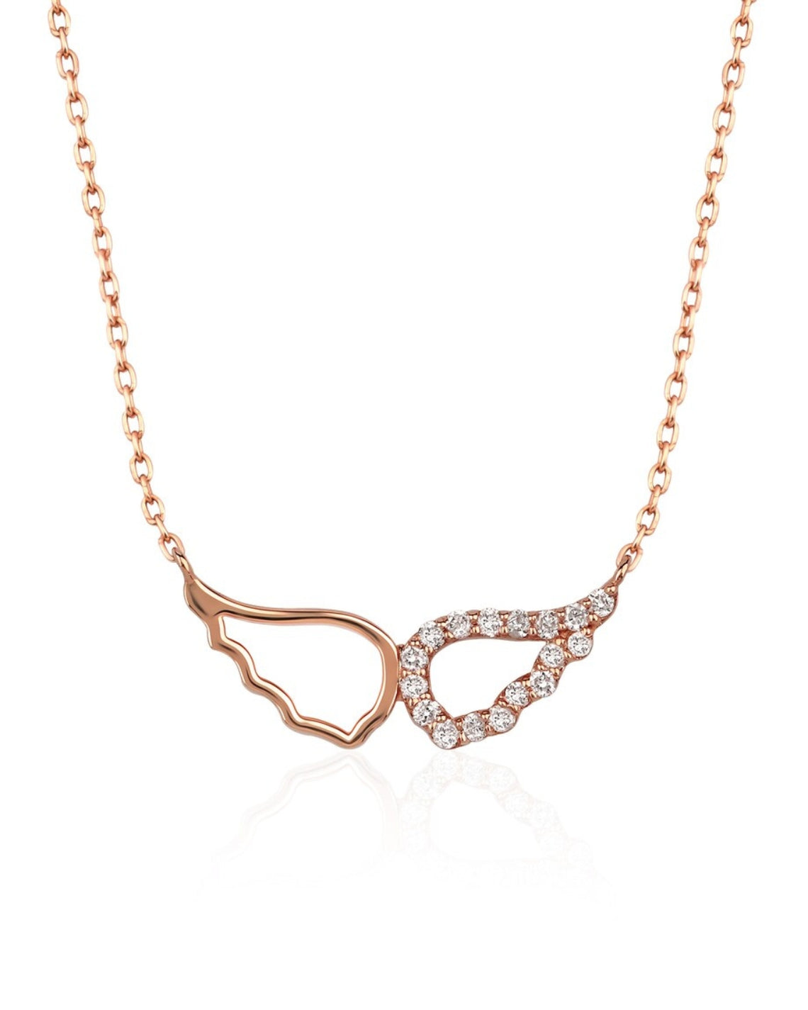 0.10 TCW Round Moissanite Diamond Wing Pendent Necklace - Camila Brown