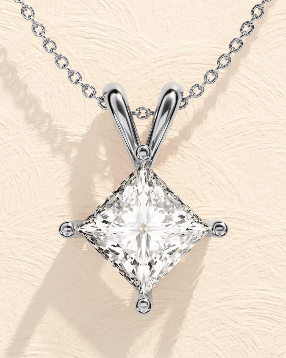 1.0 CT Princess Moissanite Diamond Solitaire Necklace - Camila Brown