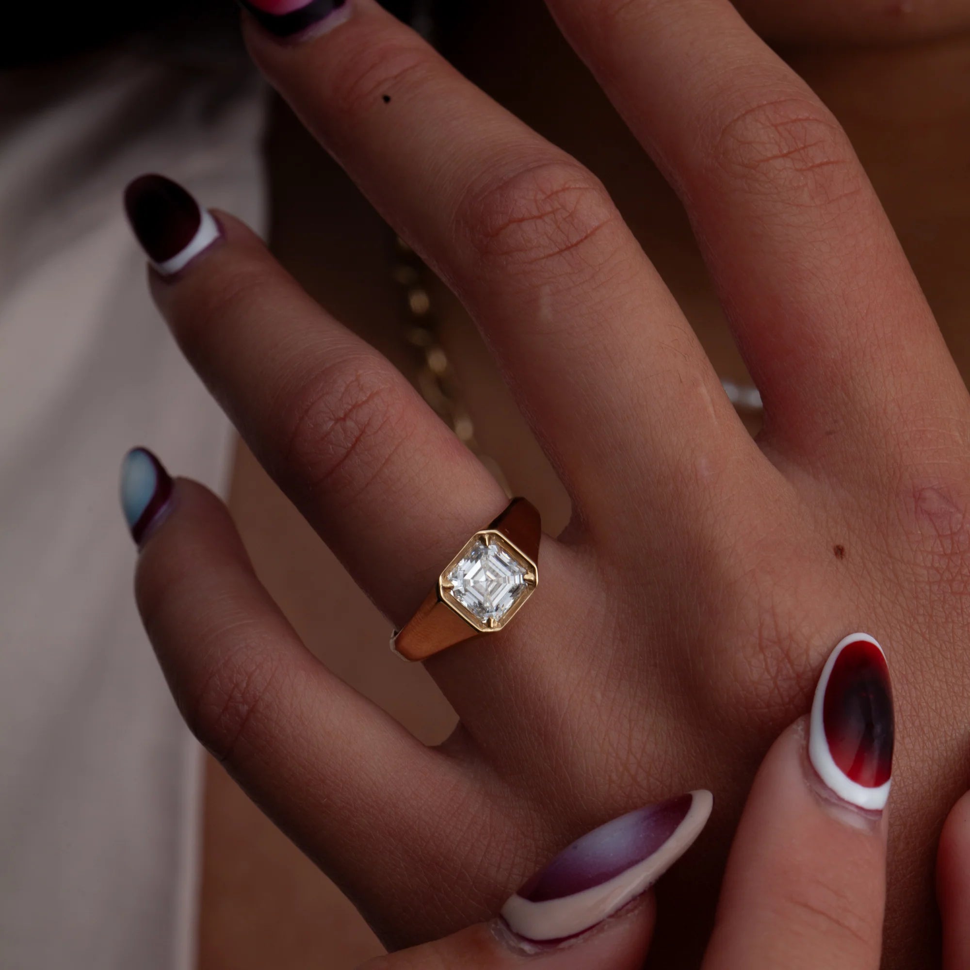 1.50 -3.50 CT Asscher CVD Diamond Solitaire Engagement Ring