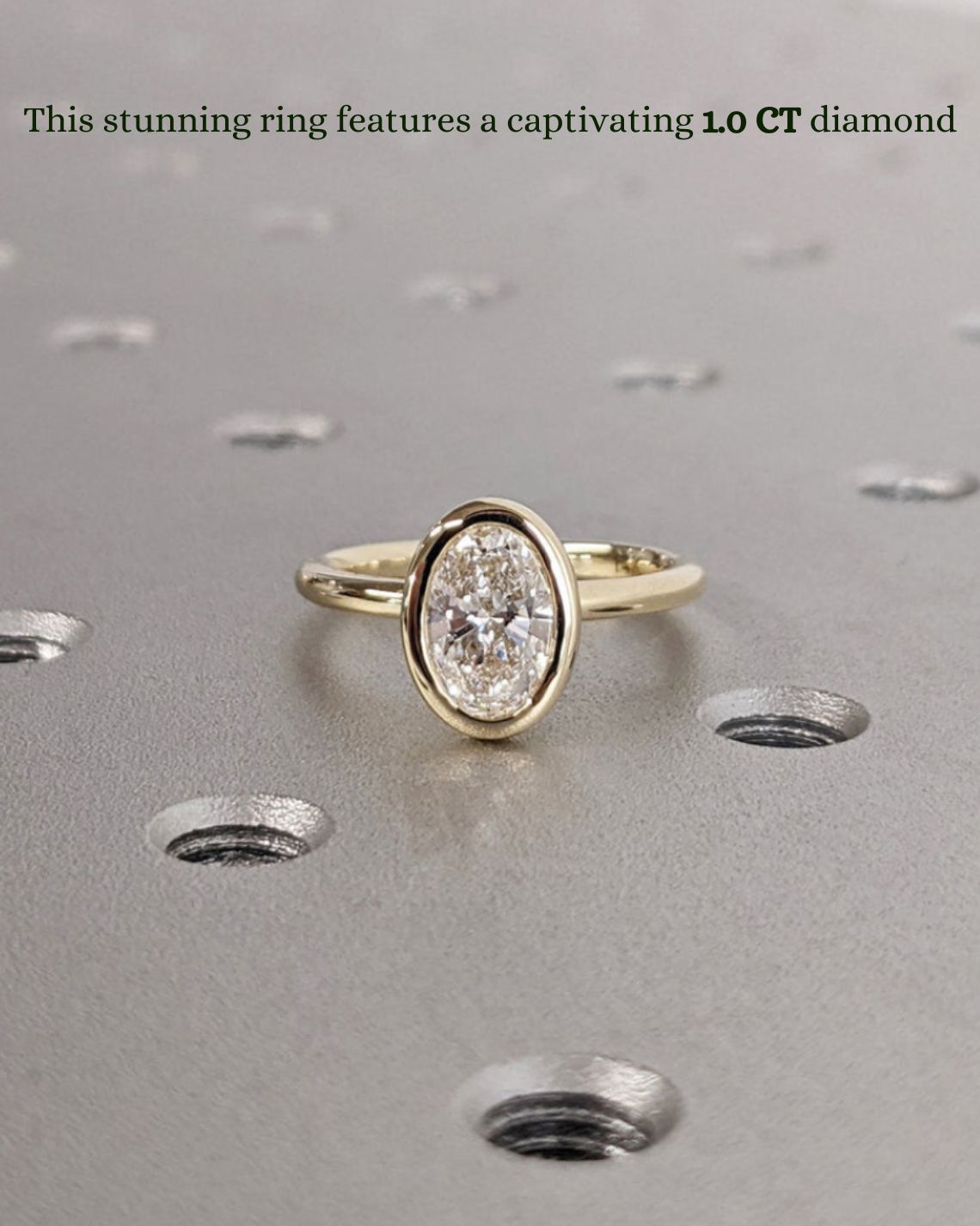 1.0 CT Oval F/VS1 CVD Diamond Bezel Solitaire Engagement Ring - Camila Brown