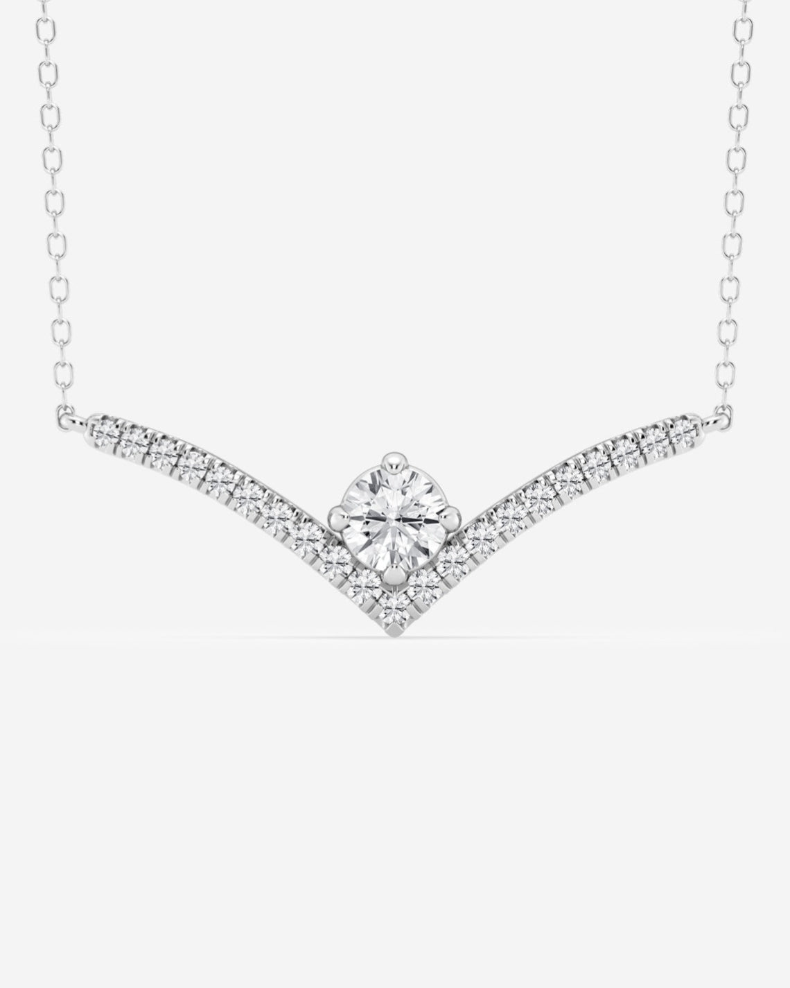 0.50 CT Round Moissanite Diamond Chevron Style Necklace - Camila Brown