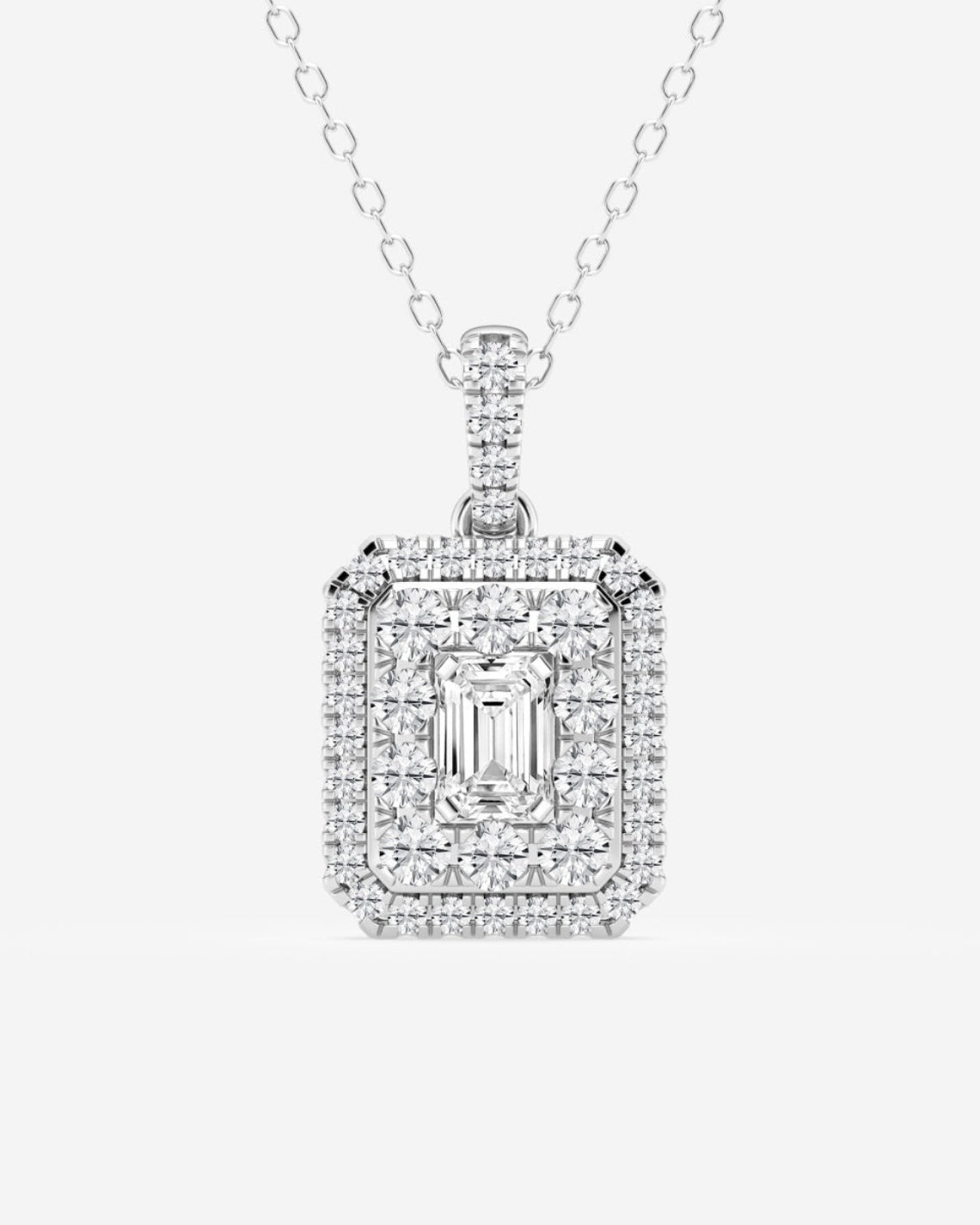 0.33 CT Emerald Moissanite Diamond Halo Style Necklace - Camila Brown