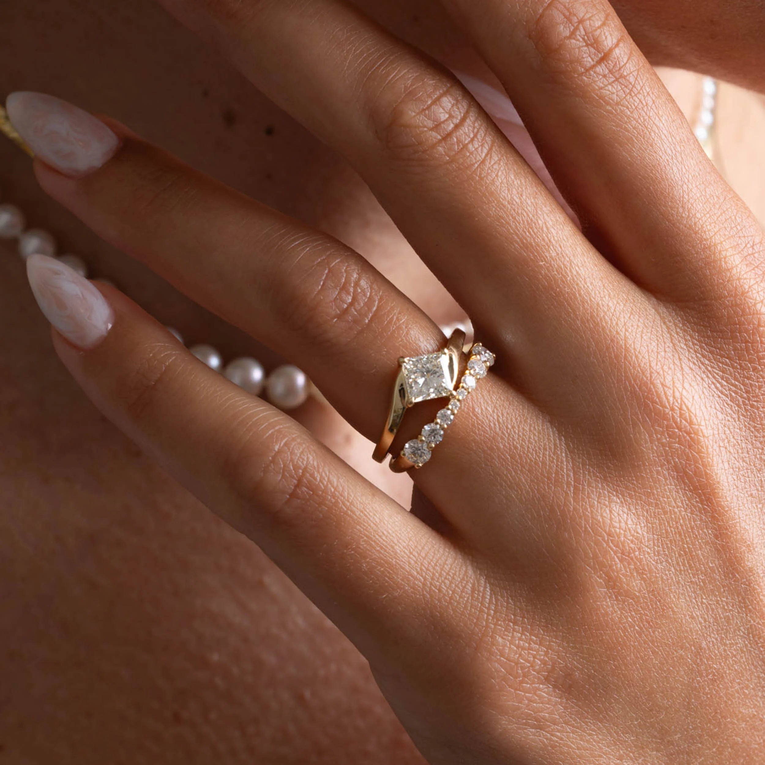 1.15 -3.15 CT Princess Lab Grown Diamond Bypass Engagement Ring