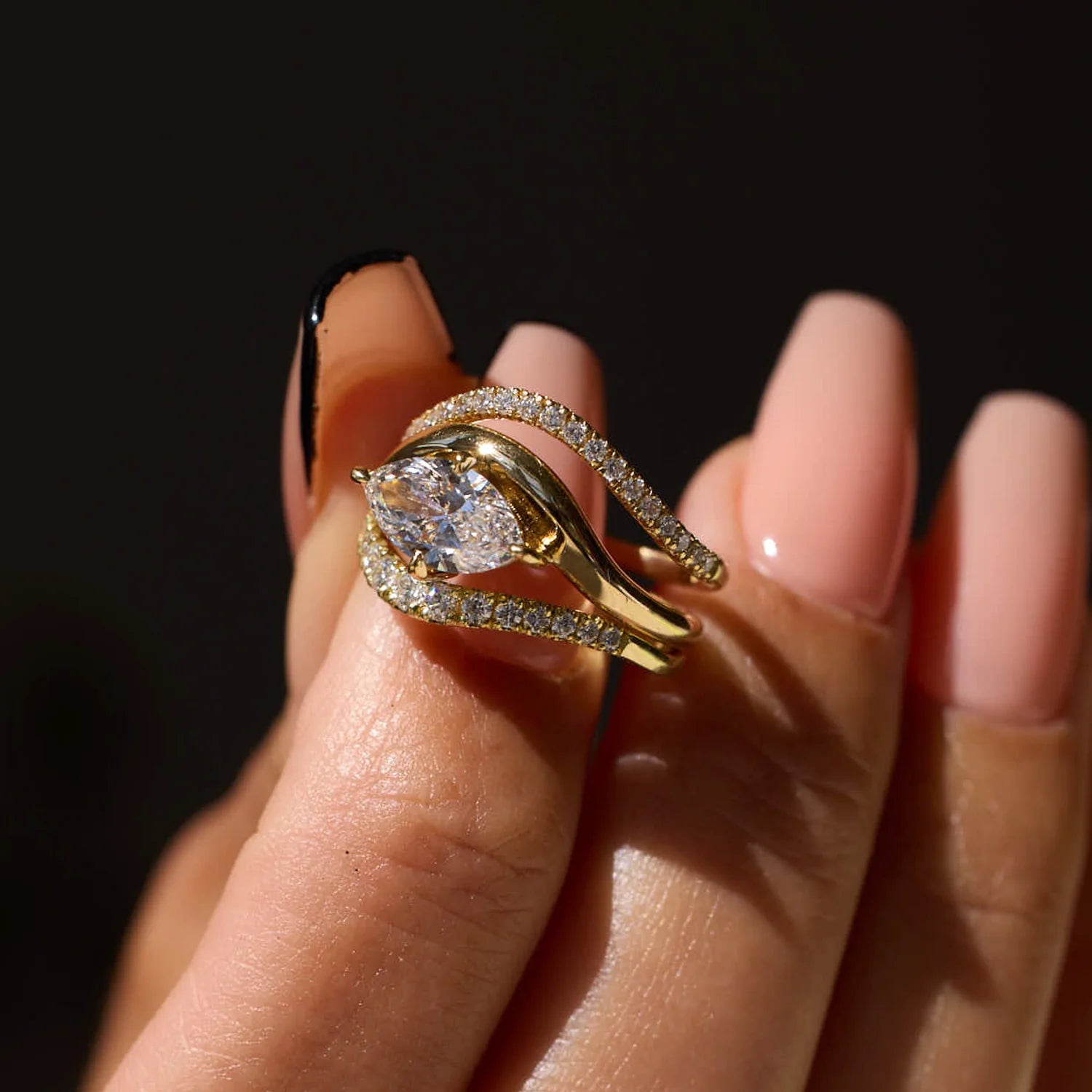 1.05-3.0 CT Marquise Lab Grown Diamond Solitaire Engagement Ring